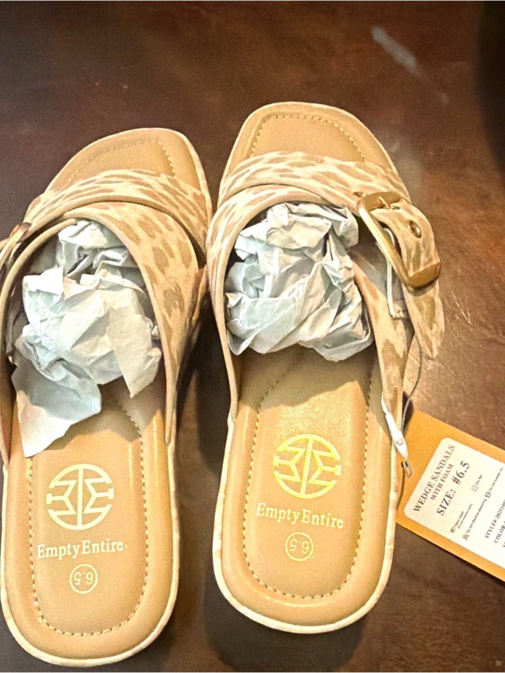 Tan Leopard Print Buckle Mules